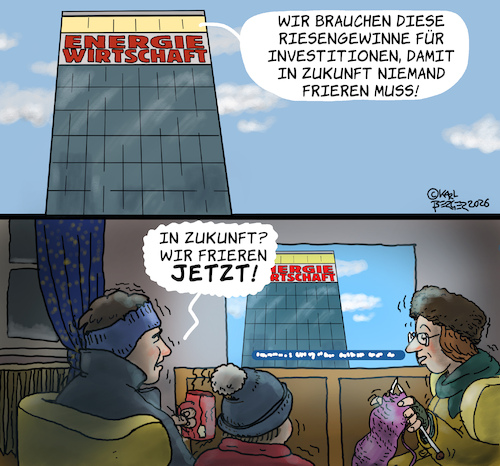 Cartoon: Gewinner und Verlierer (medium) by Karl Berger tagged heizkosten,übergewinne,energiekonzerne,armut,heizkosten,übergewinne,energiekonzerne,armut