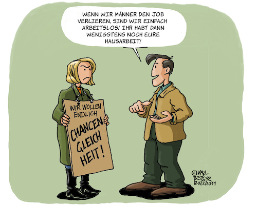 Cartoon: Hausarbeit (medium) by Karl Berger tagged gleichberechtigung,gleichheit,feminismus,patriarchat