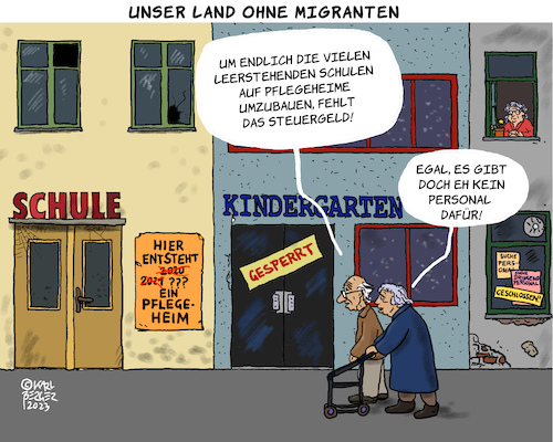 Cartoon: Migrationsfrei (medium) by Karl Berger tagged migration,zukunft,veramung,überalterung,migration,zukunft,veramung,überalterung