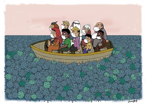 Cartoon: pandemic (medium) by Zeynep Gargi tagged disease