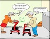 Cartoon: Das neue Hörgerät... (small) by Kritzeldilletant tagged hörgerät,mann,frau,gesundheit,senioren,schwerhörigkeit,hörverlust,rentner,scooter,rollator,oma,opa,alte,alter