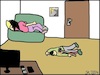Cartoon: Psycho-Mädchen 7 (small) by Kritzeldilletant tagged ausruhen,schlafen,mädchen,frau,axt,mann,mord,gewalt,blut,splatter,kriminalität,horror,tod,erschöpfung,totschlag