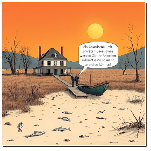 Cartoon: Auf Sand gebaut (medium) by A Human tagged dwd,klimawandel,trockenheit,immobilien,dürre,wassermangel,regen,meteorolgie,hitze,sommer,hochsommer,deutschland,dwd,klimawandel,trockenheit,immobilien,dürre,wassermangel,regen,meteorolgie,hitze,sommer,hochsommer,deutschland