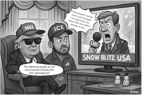 Cartoon: Keep cool as Macron (medium) by KI-Vossy tagged usa,winter,storm,trump,vance,us,macron,power,outage,customer,houshold,russian,tennessee,texas,louisiana,maga,ice,hypothermia,flights,wintersturm,sturm,cnn,stromausfälle,haushalt,haushalte,tote,flüge,usa,winter,storm,trump,vance,us,macron,power,outage,customer,houshold,russian,tennessee,texas,louisiana,maga,ice,hypothermia,flights,wintersturm,sturm,cnn,stromausfälle,haushalt,haushalte,tote,flüge