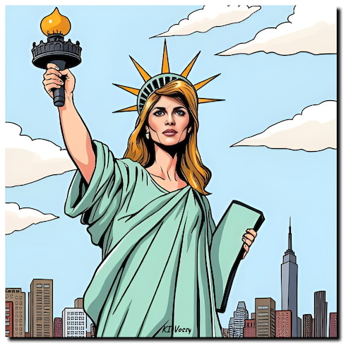 Cartoon: Missing Melania (medium) by A Human tagged bronze,statue,melania,trump,usa,slowenien,ljubljana,slovenia,kunstraub,bronze,statue,melania,trump,usa,slowenien,ljubljana,slovenia,kunstraub