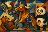 Cartoon: Eurnica (small) by KI-Vossy tagged picasso,guernica,eurnica,europa,china,russland,usa,russia,europe,fight,war,kampf,krieg,stier,painting,gemälde