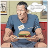 Cartoon: The Lanceburger (small) by A Human tagged doping,burger,hamburger,wada,radsport,lance,armstrong,lanceamrmstrong,tourdefrance,tdf,cycling,usa