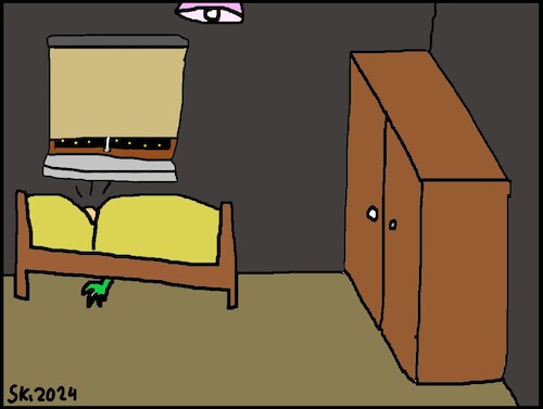 Cartoon: Monster unter dem Bett... (medium) by Kruscha1978 tagged monster,nacht,dunkelheit,horror,angst,kind