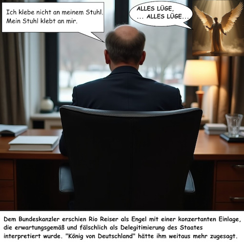 Cartoon: Alles Lüge (medium) by ArtyFicial tagged olaf,scholz,bundeskanzler,lüge,misstrauensvotum,machterhalt