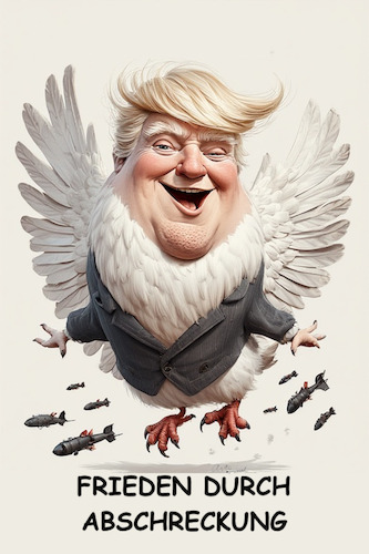 Cartoon: Irrflug? (medium) by ArtyFicial tagged usa,trump,frieden,krieg,friedensnobelpreis,friedenstaube,bomben,abschreckung,waffen,atomwaffen,atommacht,weltmacht,weltkonflikte,regionalkonflikte,schurkenstaaten,irrflug,flug,gefahr,hoffnung,irrlicht,verwirrung,unsicherheit