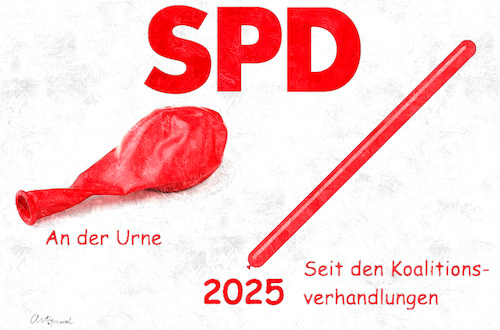 Cartoon: Metamorphose (medium) by ArtyFicial tagged 2025,spd,entwicklung,metamorphose,wahl,urne,wahlurne,bundestagswahl,koalitionsverhandlungen,koalition