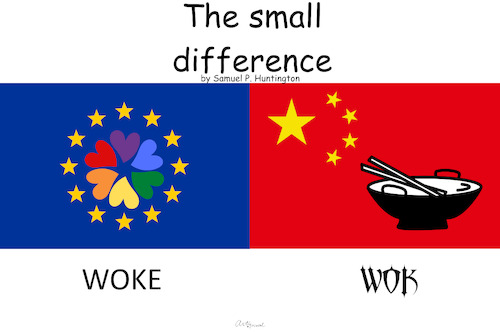 Cartoon: The small difference (medium) by ArtyFicial tagged woke,wok,west,east,europe,china