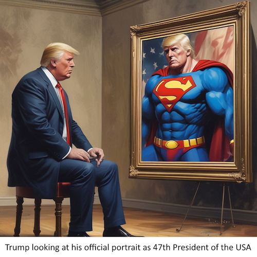 Cartoon: Trump - Official Portrait (medium) by ArtyFicial tagged trump,president,47,superman