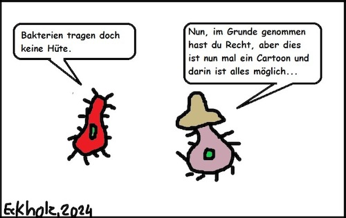 Cartoon: Bakterien tragen keine Hüte... (medium) by Schwabbel tagged bakterien,cartoon,nonsens