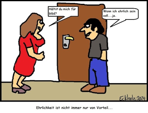 Cartoon: Ehrlichkeit... (medium) by Schwabbel tagged ehe,streit,mann,frau,beziehung,konflikt,ehrlichkeit