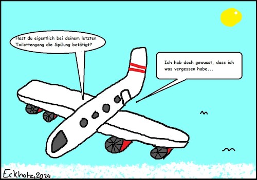 Cartoon: Vergesslichkeit... (medium) by Schnauzevoll tagged reisen,luftreise,flugzeug,vergesslichkeit,urlaub,ferien,toilettenspülung,gesundheit,unterwegs,flieger