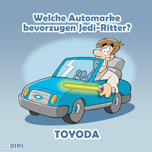 Cartoon: Jedi-Auto (medium) by DIPITOONS tagged jedi,yoda,sterne,auto,laser,jedi,yoda,sterne,auto,laser