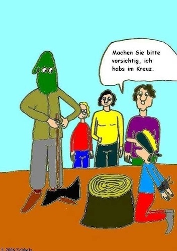 Cartoon: Der letzte Wunsch... (medium) by SMK tagged wunsch,henker,todesstrafe,schmerzen,kreuzschmerzen,tod,männer,hinrichtung,strafe,scharfrichter,gesundheit