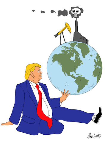 Cartoon: Drill baby drill (medium) by Nicocomix tagged trump,ecology,planet,pollution,usa,america,drill