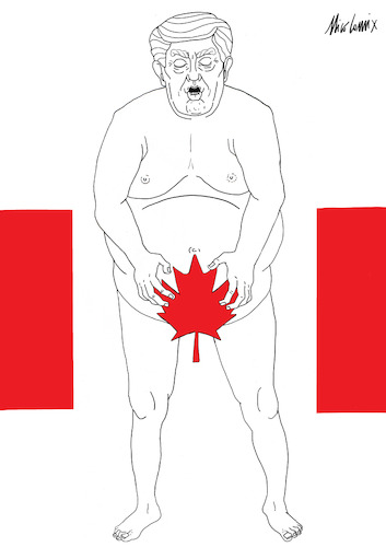 Cartoon: king Trump is naked (medium) by Nicocomix tagged donald,trump,america,usa,taxes,trudeau,economy,finances,money,canada,whiskey,war