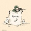Cartoon: Trap at the U.S Aid Center (small) by Ahmad Qaddura tagged gaza