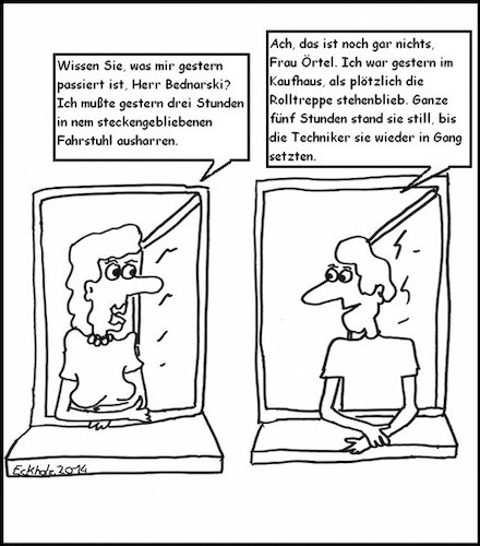 Cartoon: 3 Stunden - 5 Stunden (medium) by Kritzeltonne tagged mann,frau,gespräch,gesellschaft,ignoranz,stillstand,störung,mobilität,stunden,warten