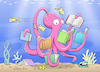 Cartoon: Analog multitasking (small) by Rovey tagged oktopus,krake,octopus,fische,fish,unterwasserwelt,multitasking,doppelbelastung,adhs,stimulus,overload,overstimulation,stress,reizüberflutung,medien,lesen,bücher,tiere,buch,lesevergnügen,internationaler,lesetag,weltlesetag,literatur,booknerd,nerd,reading,animals,underwater,world,submarine,books,book,international,day,pleasure,lernen,learning