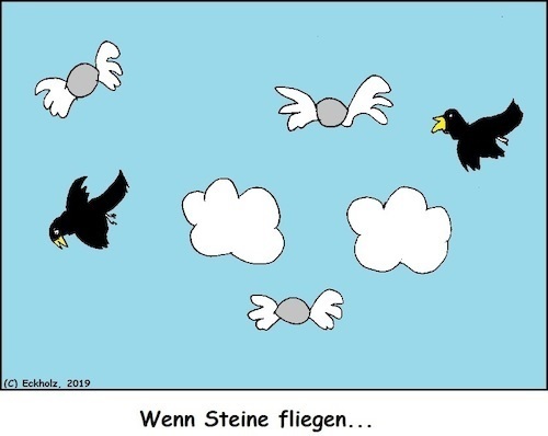 Cartoon: Wenn Steine fliegen... (medium) by Kritzelklops tagged steine,fliegen,sprichwort,allegorie,sinnbild,sprache