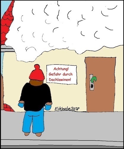 Cartoon: Achtung Gefahr... (medium) by Stiftquäler78 tagged gefahr,schild,warnhinweis,dachlawinen,winter,schnee