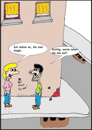 Cartoon: Single... (medium) by Kritzelhonk tagged single,mann,frau,einsamkeit,hässlich,hässlichkeit,liebe,junggeselle,gesellschaft
