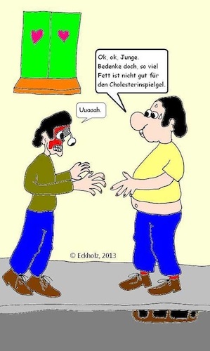 Cartoon: Cholesterin... (medium) by Sachsenbirne tagged cholesterin,zombie,horror,mann,ernährung,fett,übergewicht,adipositas,fettleibigkeit,gesellschaft,gesundheit