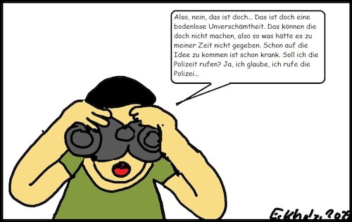 Cartoon: Eine Unverschämtheit... (medium) by Moppel tagged gesellschaft,fernglas,spionage,oberservieren,observation,mann,beobachten