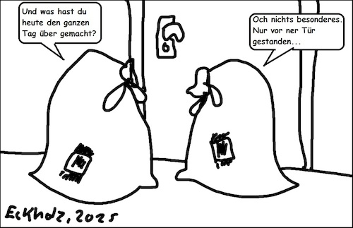 Cartoon: Zwei Säcke... (medium) by Moppel tagged säcke,sprichwort,redewendung,sprache,tür