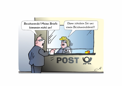 Cartoon: Beschwerdebrief (medium) by Bernd Eisert tagged post,beschwerde,schalter,brief,zustellung,post,beschwerde,schalter,brief,zustellung