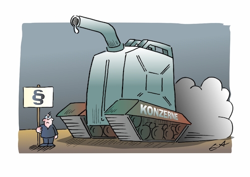 Cartoon: Gesetz gegen Konzern (medium) by Bernd Eisert tagged deutschland,öl,benzinpreis,kartellamt,recht,gesetz,konzerne,hilflosigkeit,deutschland,öl,benzinpreis,kartellamt,recht,gesetz,konzerne,hilflosigkeit