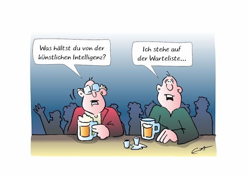 Cartoon: KI (medium) by Bernd Eisert tagged künstliche,intelligenz,warteliste,stammtisch,künstliche,intelligenz,warteliste,stammtisch