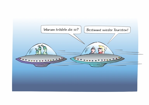 Cartoon: Stau (medium) by Bernd Eisert tagged ufo,stau,touristen,himmel,flug,verkehr,ufo,stau,touristen,himmel,flug,verkehr