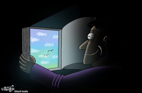 Cartoon: Read (medium) by Sherif Arafa tagged reading