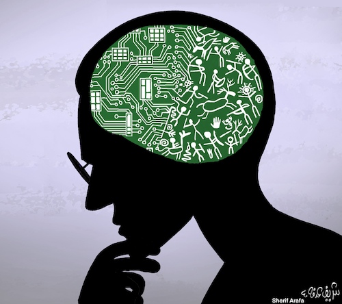 Cartoon: Thinking (medium) by Sherif Arafa tagged thinking
