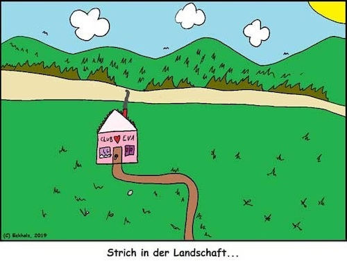 Cartoon: Strich in der Landschaft... (medium) by SMK1978 tagged landscchaft,strich,sprichwort,allegorie,redensart,bordell,etablissement,sprache