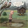 Cartoon: Fishing for Folly (small) by Cyberwolf tagged lenin,stalin,putin,war,criminal,ukraine,anthropomorphic,birds,fishing,puddle,ivan,fool,owls,russian,agression