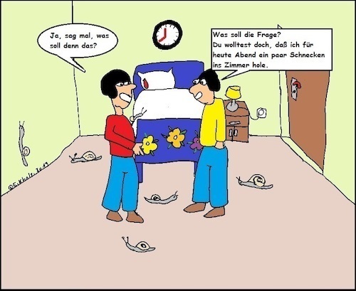 Cartoon: Schnecken... (medium) by Kritzelpsycho tagged schnecken,missverständnis,jungen,mädchen,internat,schule