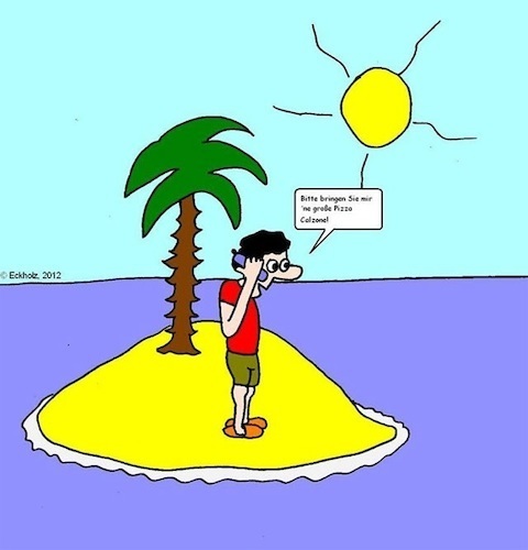 Cartoon: Pizzabestellung... (medium) by Zeichner1978 tagged pizzabestellung,catering,franchising,hunger,ozean,meer,pizza,insel,lieferdienst,calzone,ernährung,gesellschaft,anruf,telefonat,mann