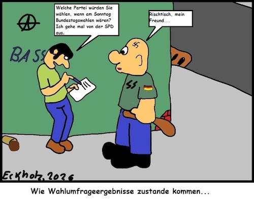 Cartoon: Unfrage... (medium) by Zeichner1978 tagged umfrage,statistik,politik,meinungsforschung,gesellschaft,behörden,beamte,männer,nazi,spd