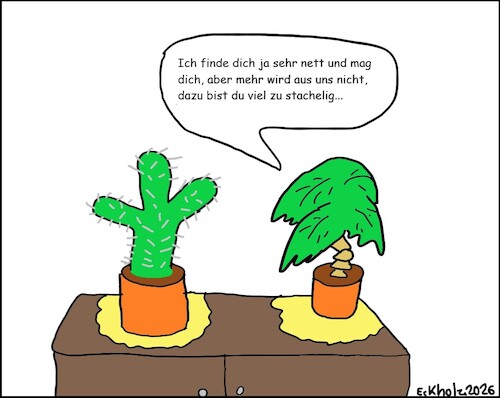 Cartoon: Abfuhr... (medium) by Pummel tagged anmache,flirt,palme,kaktus,pflanzen,absage,liebe