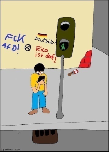 Cartoon: Ohne Worte (medium) by Pummel tagged mann,smartphone,ampel,grün,gesellaft,ignoranz,gleichgültigkeit,smombie,handy,stadtalltag,unachtsamkeit,ablenkung