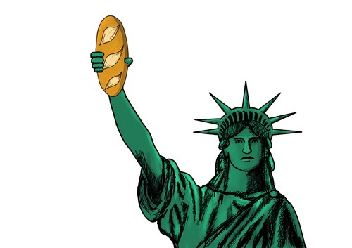 Cartoon: freedom (medium) by yaserabohamed tagged bread,statue,of,liberty,freedom