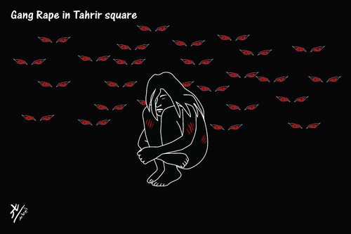 Cartoon: Gang Rape in Tahrir square (medium) by yaserabohamed tagged gang,rape,in,tahrir,square