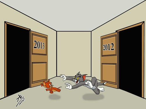 Cartoon: happy new year (medium) by yaserabohamed tagged happy,new,year,tom,jerry