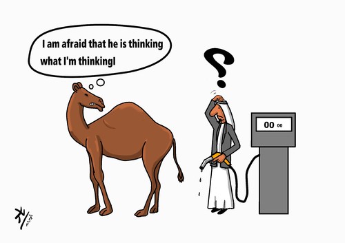 Cartoon: no comment (medium) by yaserabohamed tagged camel,station,petrol,oil